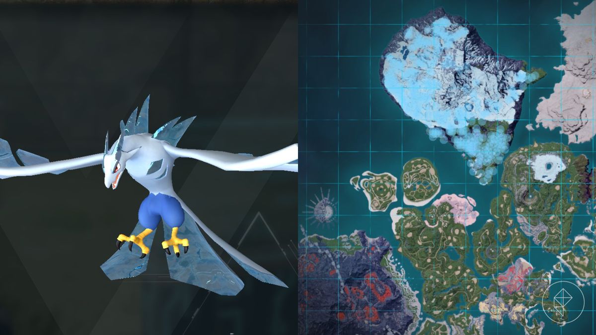 Vanwyrm Cryst location marked on Palworld's map with light blue dots.