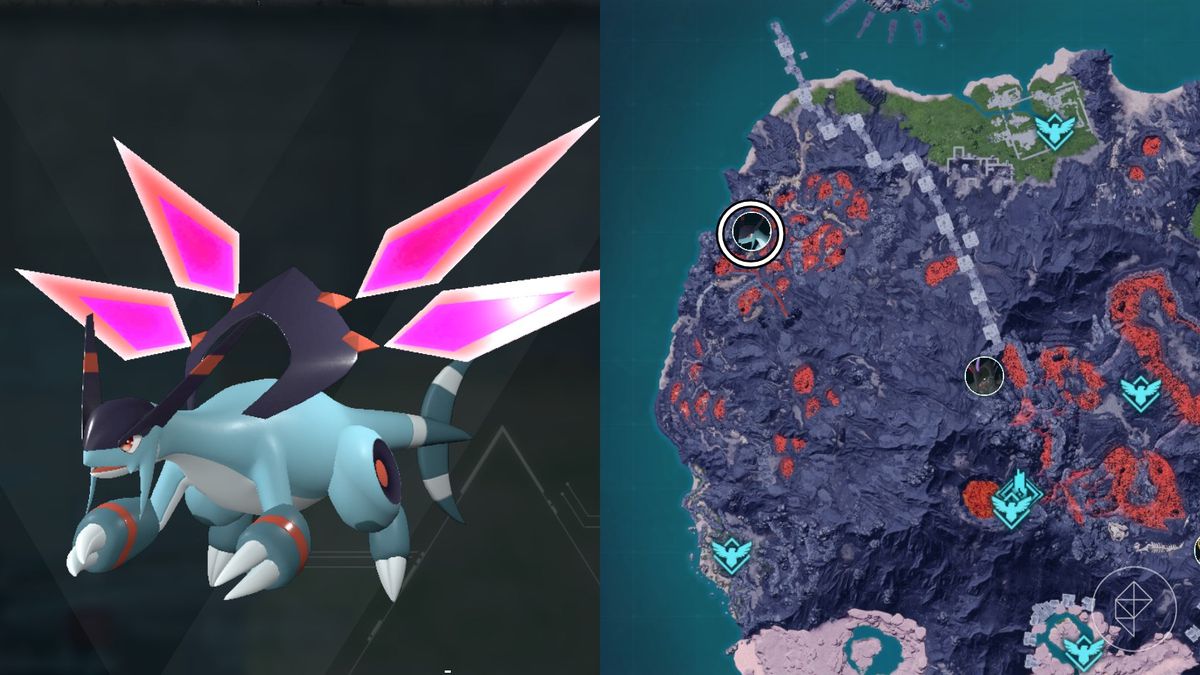 Jetragon Alpha Boss location marked on the Palworld map by a circled portrait.