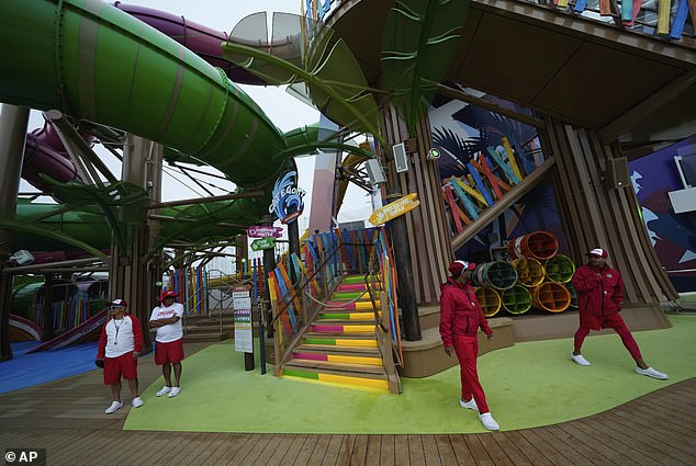 Royal Caribbean claims the ship has the tallest waterfall, tallest water slide and largest water park at sea