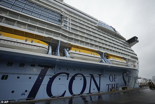 Icon of the Seas is docked as it prepares for its maiden public voyage on January 27