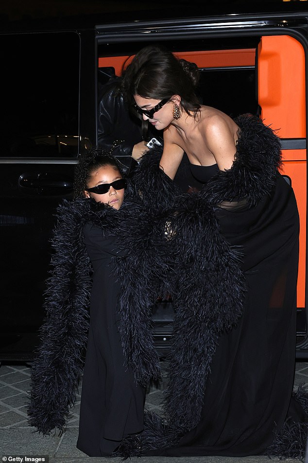 She posed stormily in her stunning dress before heading to the Valentino show