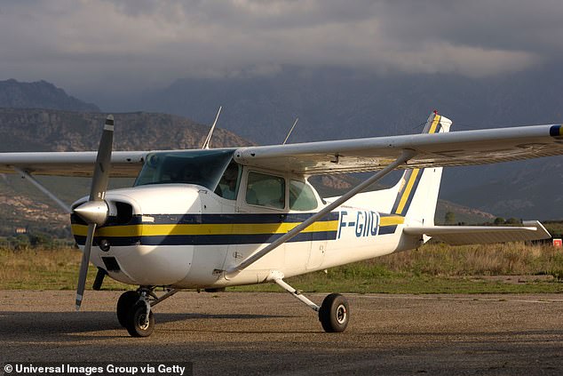 The wreckage of the Cessna 172 Skyhawk was discovered by officials north of Interstate 75 near Broward County on Wednesday.  Pictured: File photo of Cessna 172 Skyhawk