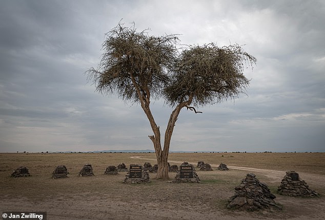 This site marks the death of the northern white rhinos killed by poachers in Kenya since 2004