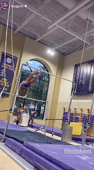 Her teammates watched as she mastered a daring routine