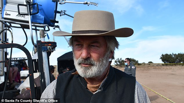 Baldwin pictured in costume during the shooting of the western, after the fatal shooting