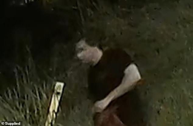 The unmasked man, described as middle-aged and white, was recorded on the camera's security system stealthily approaching the caravan from a nearby bush before carrying out his plan.