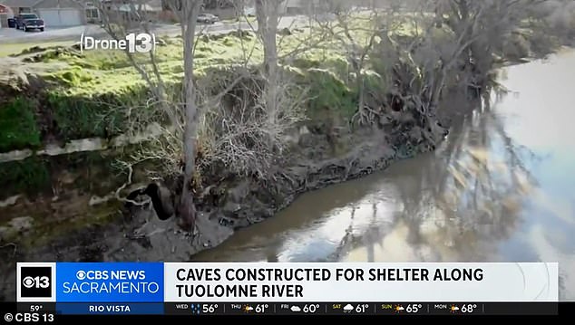 The caves are dug into the banks of the river at water level, with steps carved into the bank