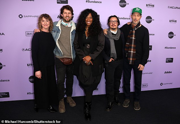 Stars Jon Heder (center left, Napoleon Dynamite), Efren Ramirez (center right, Pedro), Jon Gries (far right, Uncle Rico), Shondrella Avery (center, Lafawnduh) and co-writer Jerusha Hess (left) were on hand for a special showing of the indie sensation