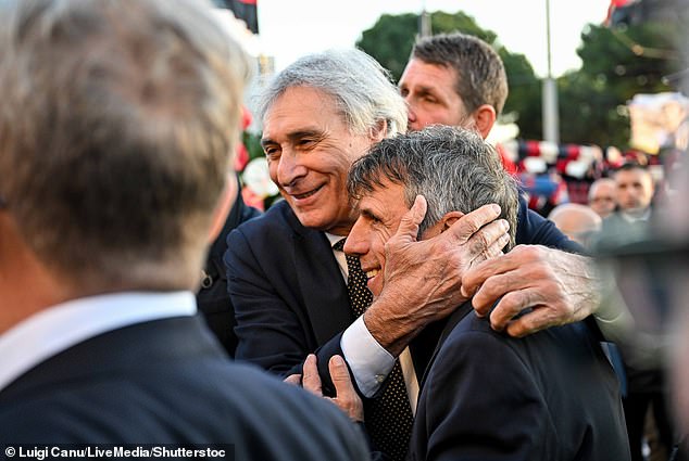 Gianfranco Zola put on a brave face as he attended Riva's funeral