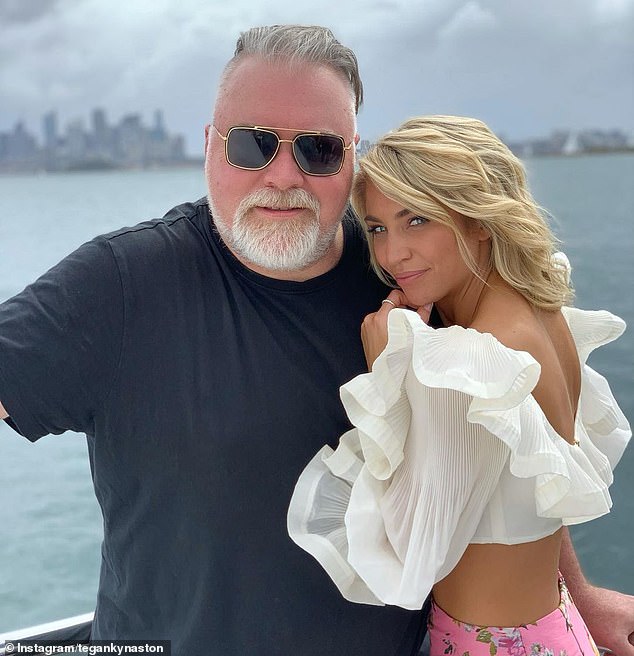 Radio star Kyle Sandilands (pictured with his partner Tegan Kynaston) received the letter at their Vaucluse home and said the celebrations were positive