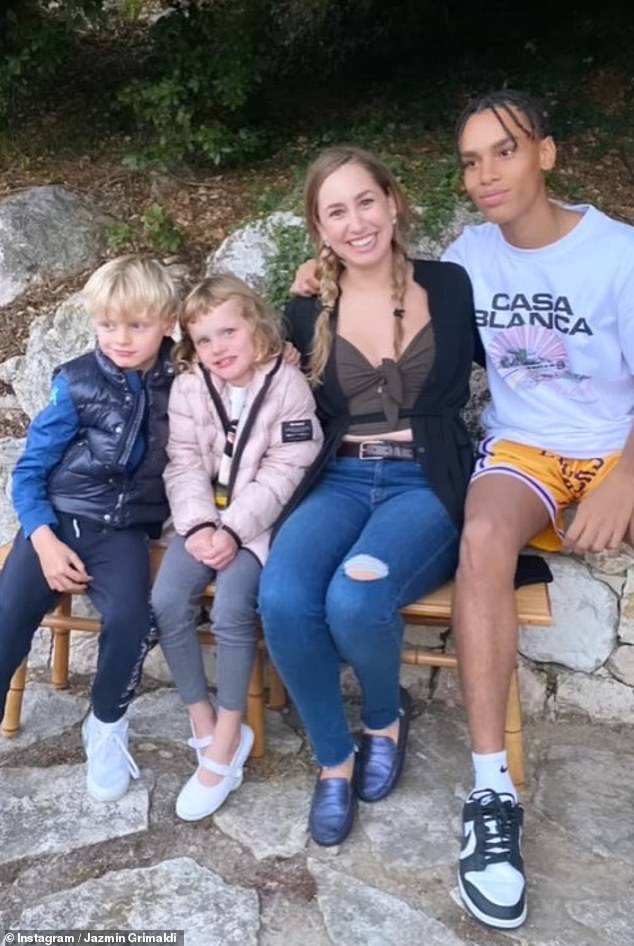 Now Jazmin is openly celebrating her relationship with the Monegasque family.  Pictured with her half-brothers and sisters