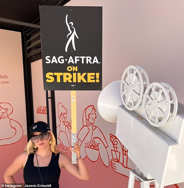 In other posts, Jazmin (pictured) also announced her support for last year's SAG-AFTRA strike