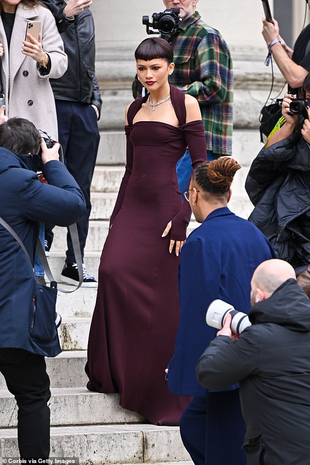 Zendaya was spotted posing for photos on the steps outside the venue