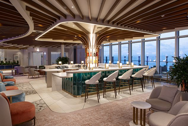 A bar on board the liner.  Royal Caribbean Chief Product Innovation Officer Jay Schneider said: “We never set out to create the largest ship in the world.  We just wanted it to be the most iconic.¿