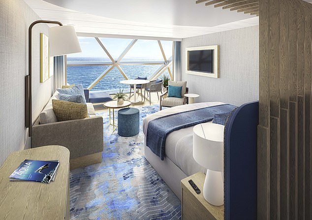 A stateroom on the luxury ship, with sea views, costs £2,600 per week