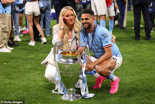 Ali-Rose said she first met Mendy at the home of his former Man City teammate Riyad Mahrez, pictured here with his wife Taylor Ward