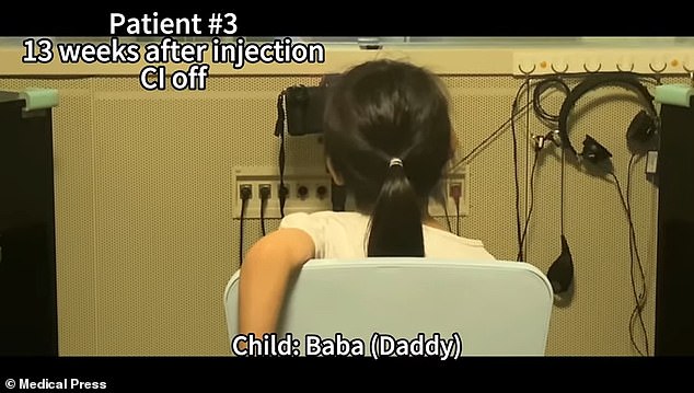 An unnamed girl in China said 'daddy' for the first time thirteen weeks after treatment