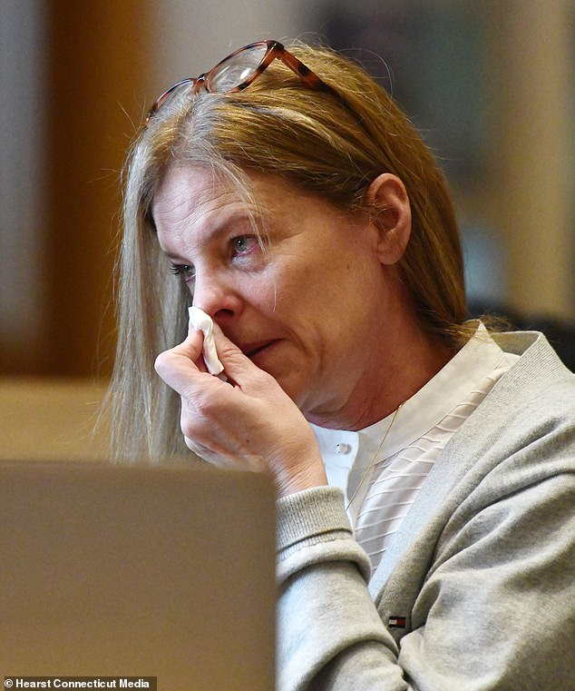 Troconis broke down in tears and wiped her nose with a tissue as lead detective on the case John Kimball highlighted the discrepancies in the stories she gave in three different interviews with police in the days after Jennifer Dulos disappeared on May 24, 2019.