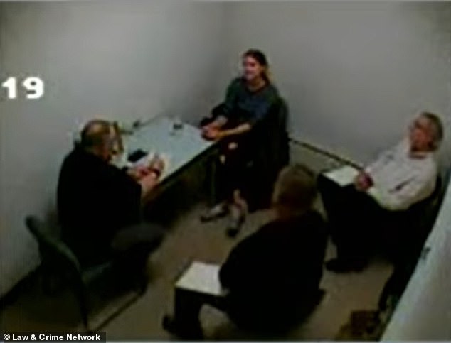 Michelle Troconis told police two conflicting stories about what she was up to the morning her boyfriend allegedly killed his ex Jennifer Dulos, jurors have heard.  (Pictured: Troconis' interview with police on June 2, 2019)