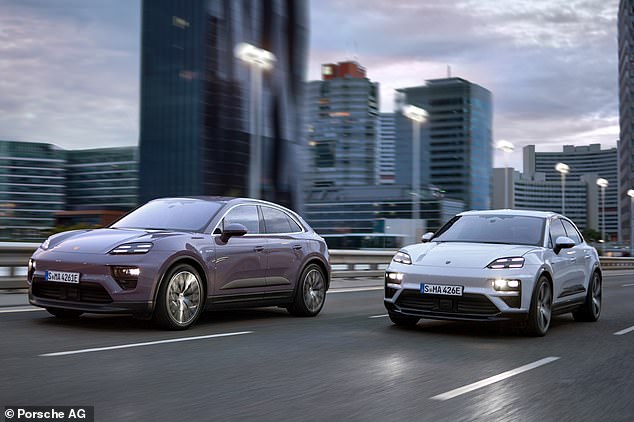 Two versions are already available to order in the UK: the Macan 4 (left) from £69,800, and Macan Turbo (right), which costs £95,000