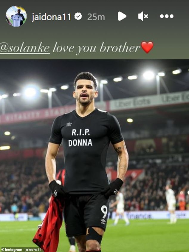 After seeing Solanke's tribute, Anthony shared a photo and wrote: 'love you brother'