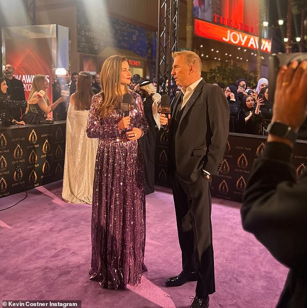 The star was seen during an interview on the purple carpet during the awards ceremony