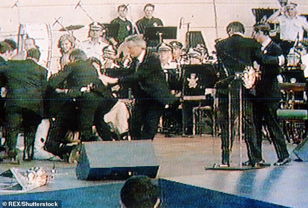 Charles was about to present prizes to schoolchildren in front of a crowd of 20,000 people