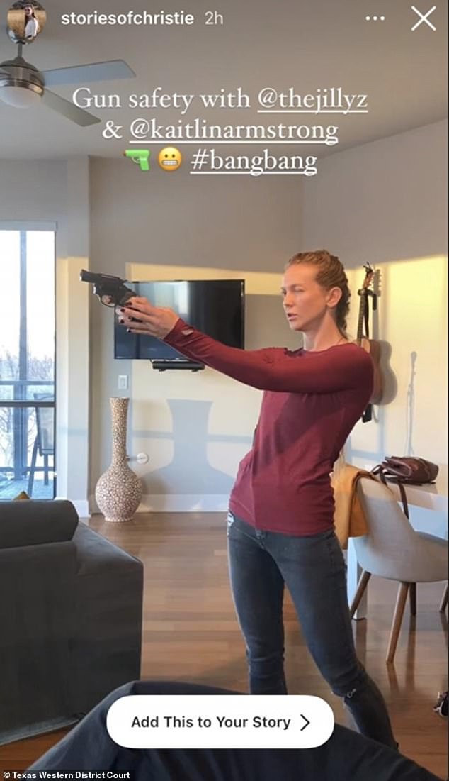 A chilling screenshot from an Instagram story shows Armstrong pointing a gun.  The images are from Armstrong's phone