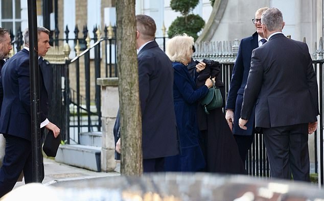 TODAY -- Queen Camilla (center) is also seen arriving at the London Clinic this morning