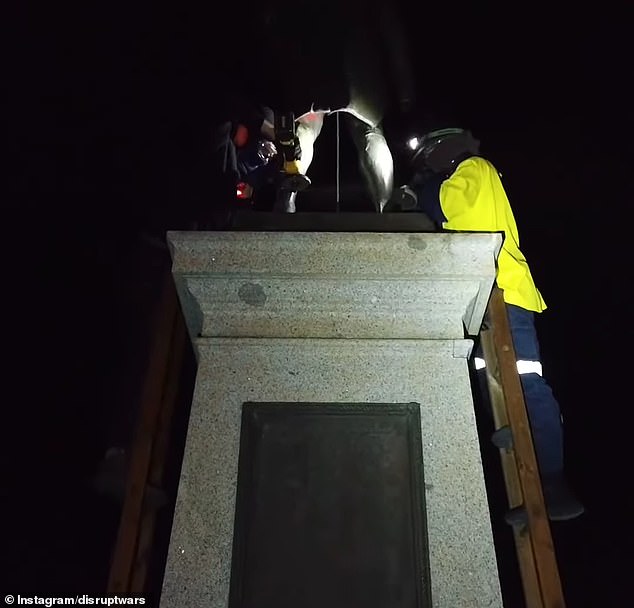 Vandals filmed themselves sawing off the Captain Cook statue at the ankles (photo)