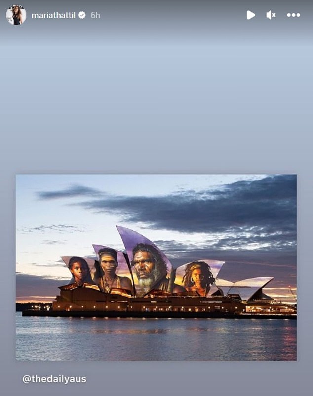 She also posted an image of famous Aboriginal Australians projected onto the Opera House