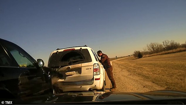 Gregory of the Oklahoma Highway Patrol was speaking with a driver during a traffic stop on the highway when the vehicle flew into them at full speed