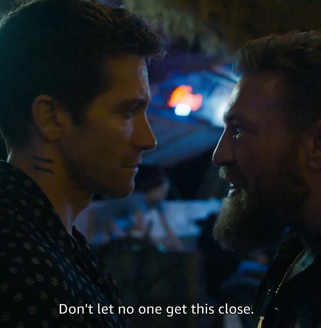 The UFC star headbutts Gyllenhaal as they face off at one point in the new trailer