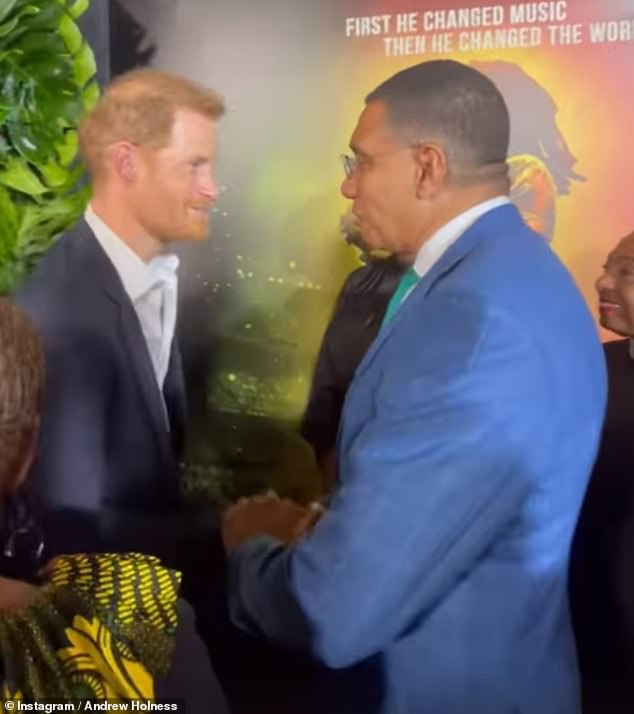 Prince Harry and Meghan Markle praised the new Bob Marley biopic One Love as they chatted with Jamaican Prime Minister Andrew Holness during their red carpet appearance in Kingston last night, a lip reader has revealed