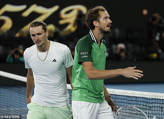 Zverev (left) was in charge in the Melbourne semi-final before Medvedev came back