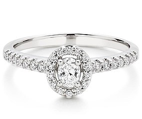 Beaverbrooks 18k white gold halo engagement ring with 0.5ct diamond – £2,000 (mined)