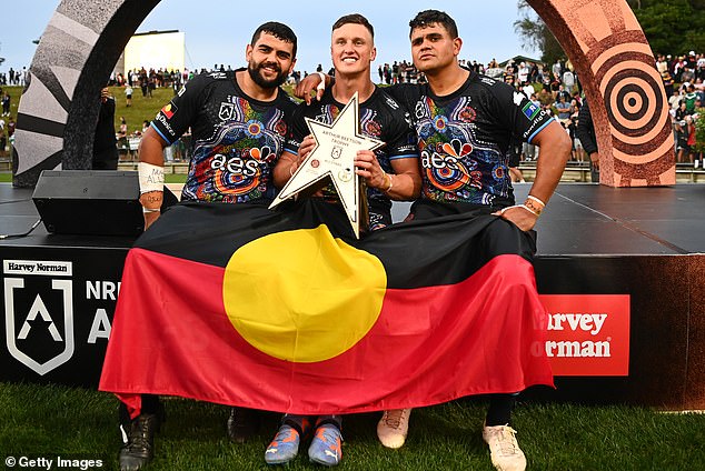 Rabbitohs star fullback Latrell Mitchell (right) posted on his Instagram story: 'Thinking of my people today!  There's a reason the windshield is bigger than the rearview mirror.  Keep looking ahead'