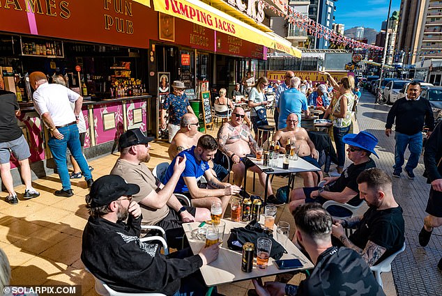 British holidaymakers enjoy the January sun in Benidorm, Spain