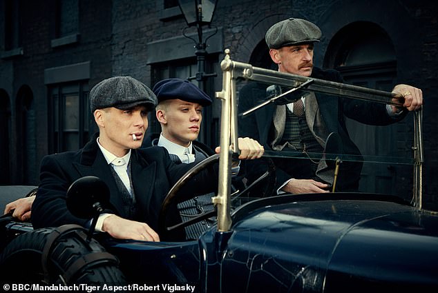 Peaky Blinders characters Thomas Shelby (Cillian Murphy), John Shelby (Joe Cole), Arthur Shelby (Paul Anderson)