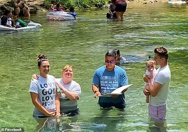 Hailey is seen on the left, having undergone an adult baptism just a few years ago in November 2021