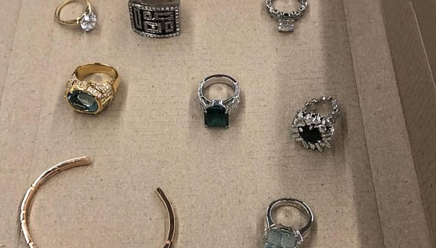 When ASIC investigators raided Caddick's property, they found an astonishing collection of diamond and sapphire rings (above).  The engagement ring is not pictured