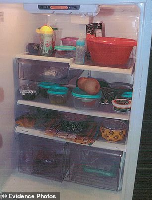 The jury was also shown photos of the family's refrigerator filled with food