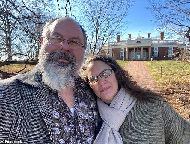 Multiple GoFundMe pages have been created to raise money for the family as Mark's wife and six other children plan to rebuild their home.  In the photo: Mark with his wife Andrea