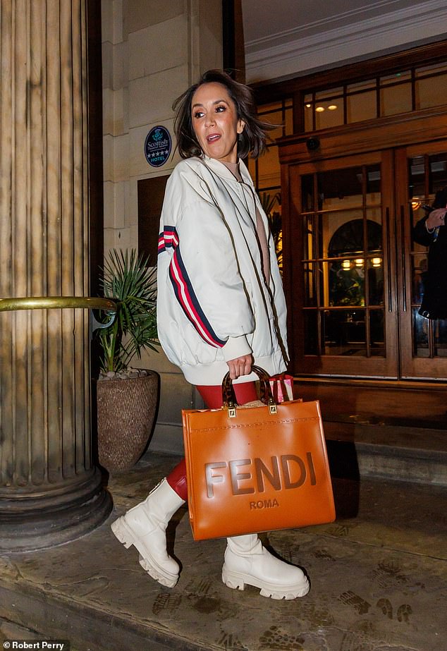 Janette Manrara wore a Fendi handbag and red PVC pants