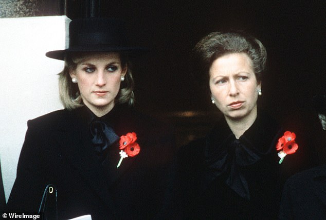 Princess Diana and Princess Anne at the Cenotaph commemorating Sunday 1983