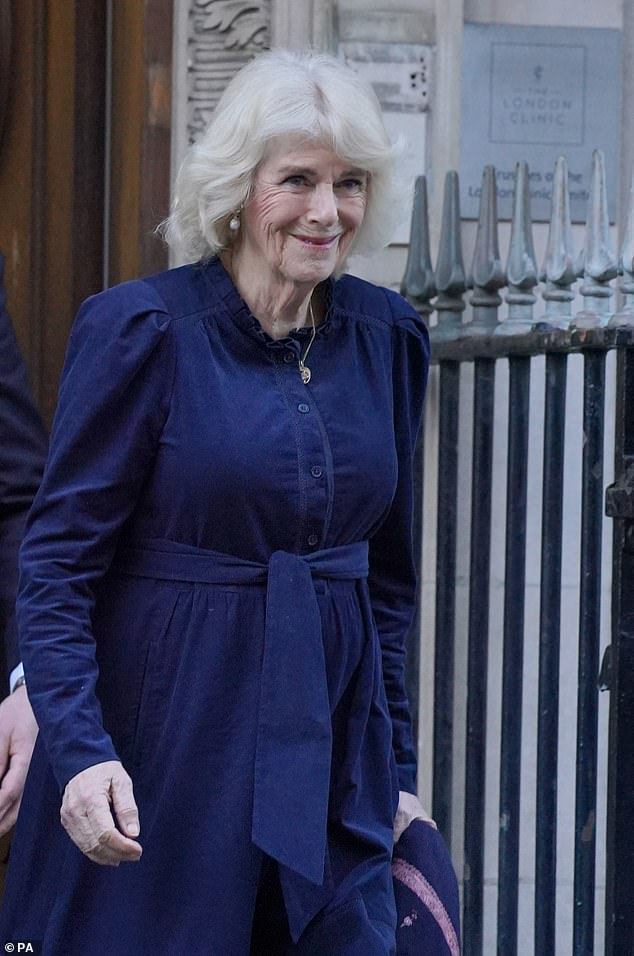 FRIDAY 3 p.m.: Queen Camilla leaves the London Clinic where the king is being treated