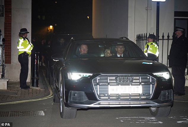 FRIDAY 8:00 PM: Queen Camilla departs from the London Clinic in central London, where King Charles is being treated