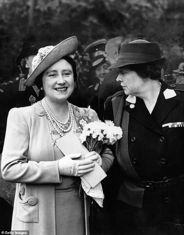 Queen Elizabeth, later the Queen Mother, meets Queen Maria of Yugoslavia, widow of King Alexander I of Yugoslavia