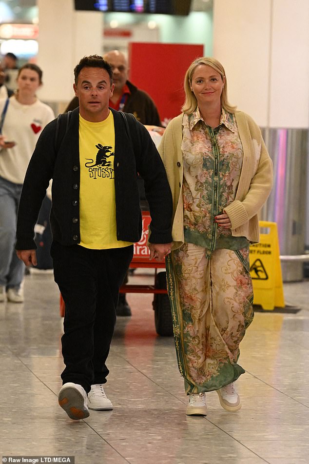 Anne-Marie, 46, appeared several months pregnant when she landed in London earlier this month after a winter break in Dubai with the TV presenter, 48