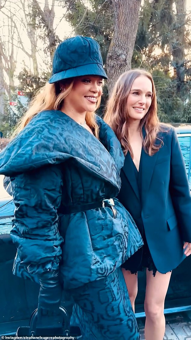 Rihanna, 35, and Natalie Portman, 42, shared a sweet moment during Paris Fashion Week when they bumped into each other while attending the Haute Couture Dior show on Monday